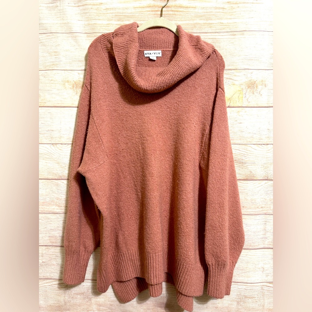 Ava & Viv pink sparkling turtleneck